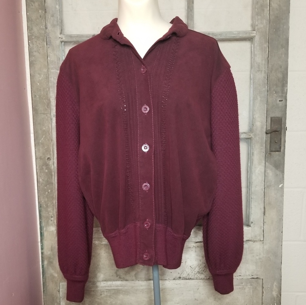Escada jacket sweater size medium burgandy vintage